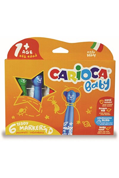 CARIOCA super washable, special rounded tip, 6 colors/box, Baby Teddy 1+