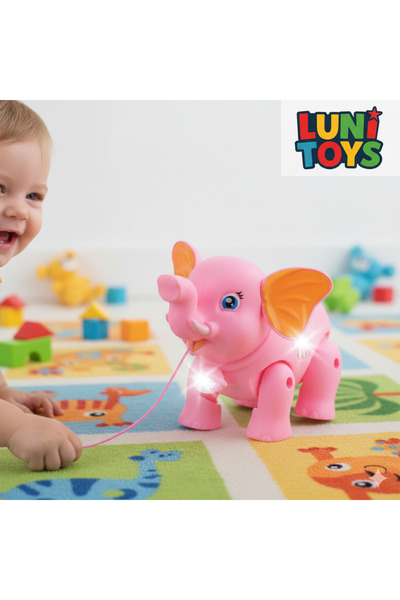 Lunitoys Müzikli Işıklı Yürüyen Pembe Fil Arkadaşım Gece Lambalı Pilli Eğitici Oyuncak