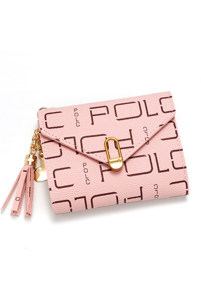 OEM Women's wallet, faux leather, snap closure, multiple compartments, pink