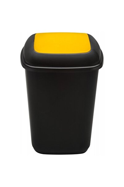 PLAFOR Plastic selective recycling bin, capacity 90l, Quatro - black with yel...