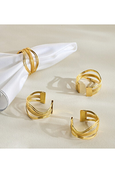 Sally 4-Piece Napkin Ring Set - 4 cm