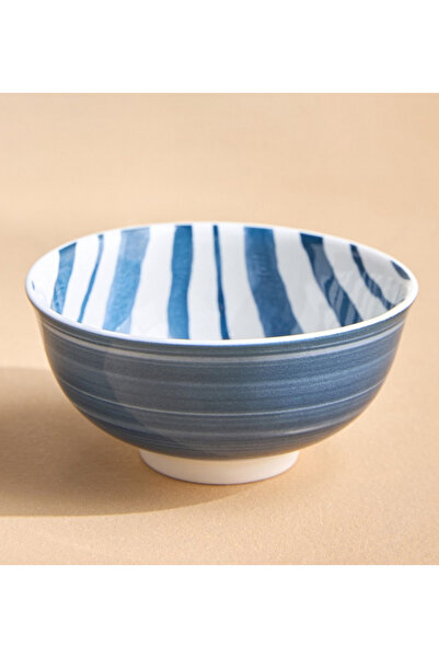 Generic Sumi Stripe Porcelain Rice Bowl - 11.5 cm