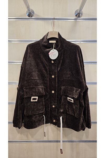 Park Moda Brown Velvet Jacket with Buttons