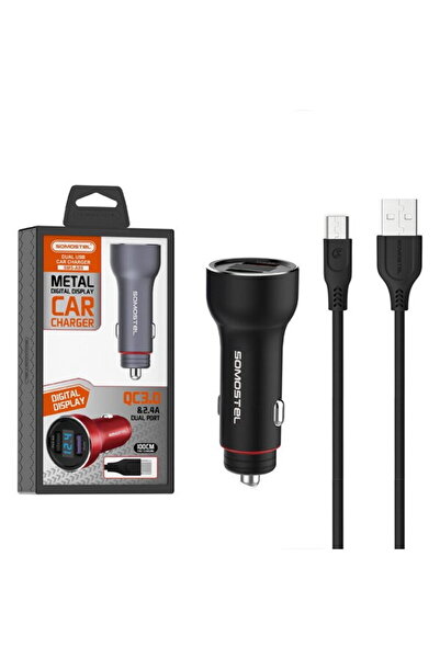 Somostel Incarcator auto SMS-A89 Metal, Quick Charger 3.0, 2 x USB, 5 A, 30 W...