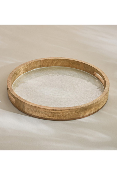 SADAF صينية تقديم مصنوعة من خشب المانجو