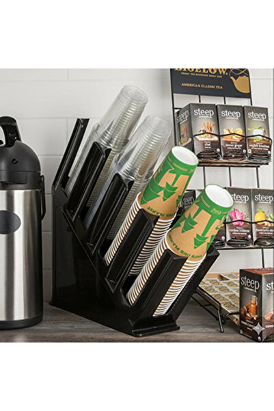 EVA Black plastic paper cup holder, 4 compartments