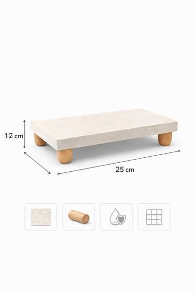 Marbello Marble Footed Oil Pot Base 12X25 cm – Natural Stone Kitchen Organizer |