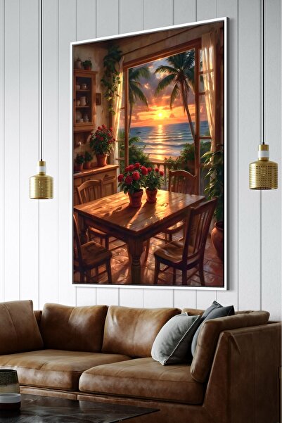 ARTAN GALLERY İtalyan Kadife Gün Batımı Deniz Manzarası Duvar Tablosu | Yağlı...