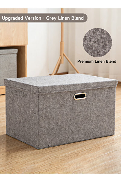 Generic Cotton and linen storage box with lid that can be folded - desktop ga...