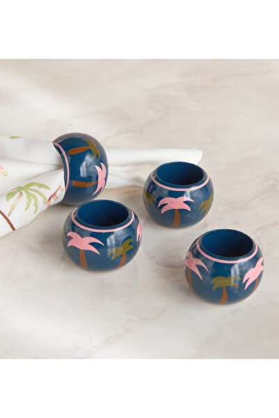 Generic Bedouin Painted 4-Piece Napkin Ring Set - 5 cm