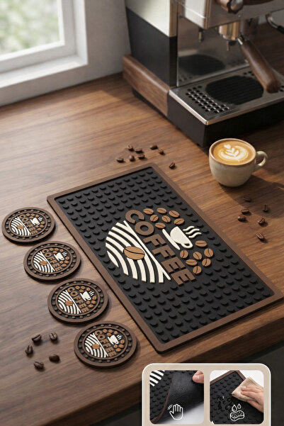 ANSE Premium Barista Silikon Kahve Matı & Bardak Altlığı Seti | Kaymaz, Isıya...