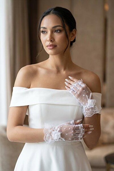 Hobigram Bridal Short Finger Tulle Gloves – Elegant Accessory with Roses and ...