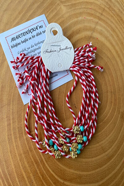 Shepidi 10-Piece Gold Flower Object Knotless Martenica Lucky Bracelet