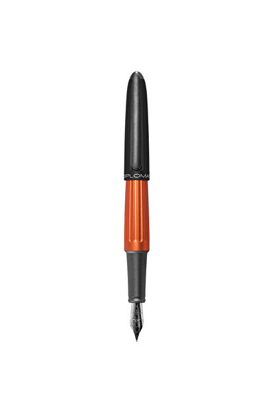Diplomat Aero pen, with M nib, stainless steel - black orange