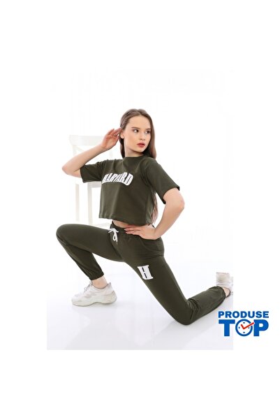 College Casual Sports Tracksuit for Women in Khaki