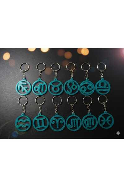 gold tasarım 25 Zodiac Signs Epoxy Keychain