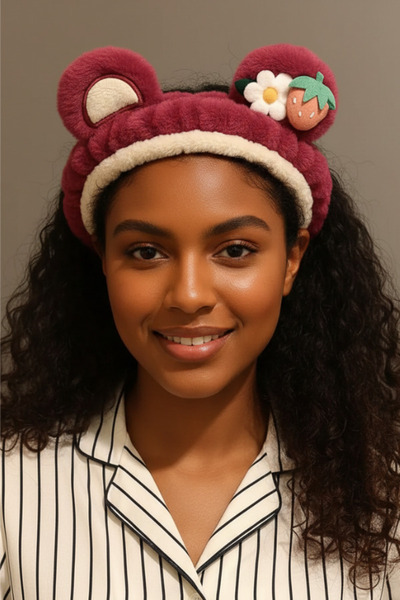 shop Plum Plush Hair Band with Strawberry and Daisy Figures - Soft Textured M...
