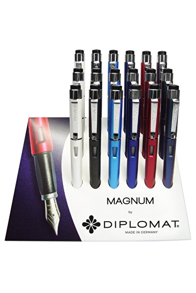 Diplomat Set of 18 Magnum pens, with M nib, made of stainless steel (18 pens ...