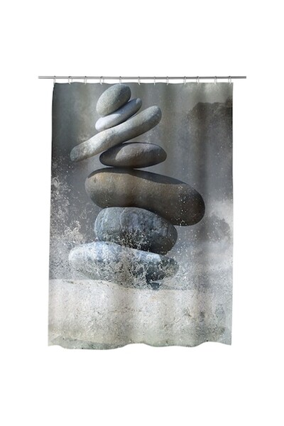 OEM Shower Curtain for Bath Art Factory Stone Tower Waves, Multicolor Design