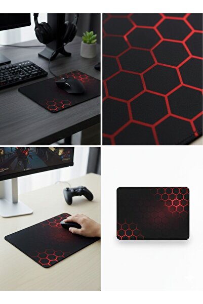 XTRIKE ME Red Honeycomb Mouse Pad with Non-Slip Rubber Base and Stitched Edge...