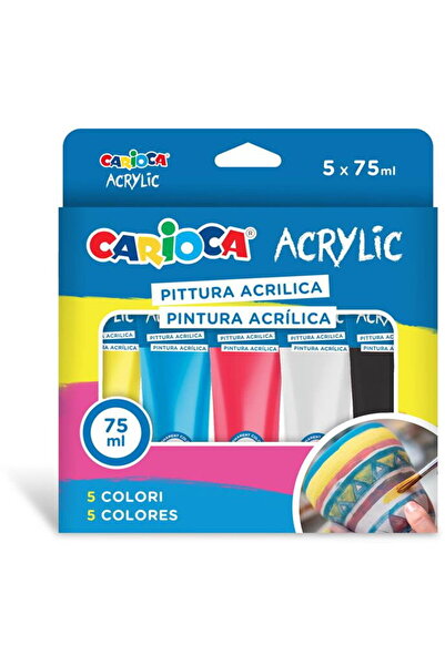 CARIOCA Acrylic tempera, 5 colors x 75 ml/set,