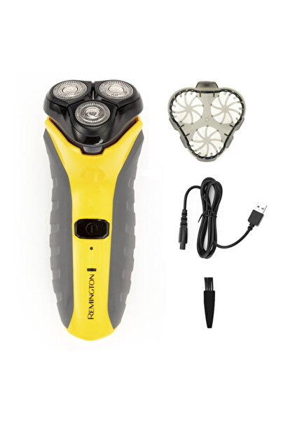 Remington PR1855 Shaver, Rotating Heads, Cordless, USB Charging, Black/Yellow