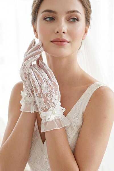 Hobigram Noir Élégance Fiyoklu Dantelli Gelin Eldiveni – Nikah Düğün İçin Fiy...