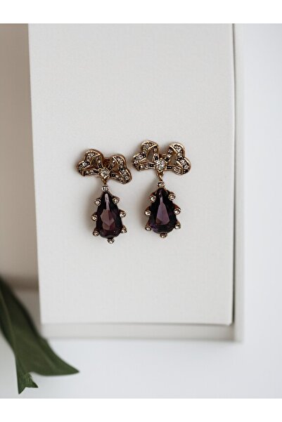 FAYRA ACCESSORIES Crystal Stone Bow Figured Water Drop Earrings