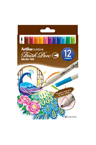 artline Carioca corp triunghiular, Supreme, varf flexibil (tip pensula), 12 c...