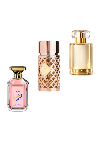Ard Al Zaffran Package of 3 Women's Perfumes + Jazzab Gold + Mayar Pink + 1 G...