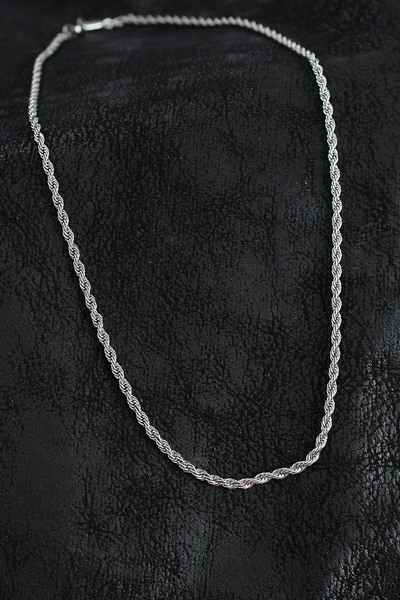 Derya Kurşun 316L Steel Twist Chain Model Silver Color Men's Necklace