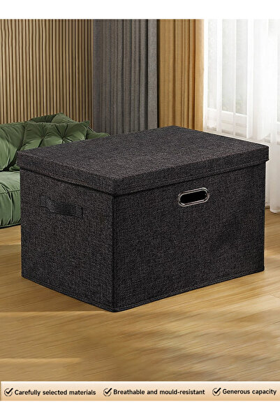 Generic صندوق تخزين للقطن والكتان بغطاء قابل للطي - صندوق تخزين لتنظيم الملاب...