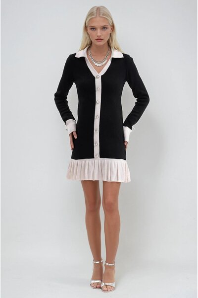 Lijuri Πλεκτό φόρεμα με λεπτομέρεια από πέρλες και βολάν στις μανίκια 2009