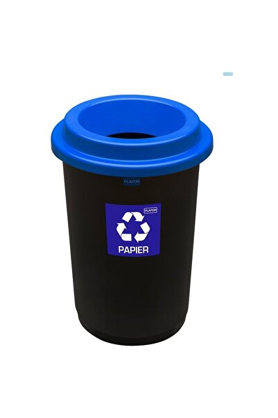PLAFOR Selective recycling plastic bin, capacity 50l, Eco - black with blue l...