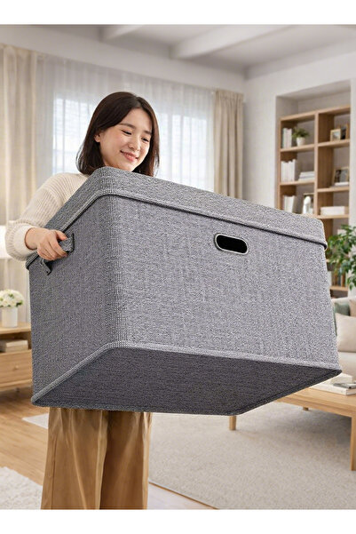 Generic Cotton and linen storage box with lid that can be folded - desktop ga...