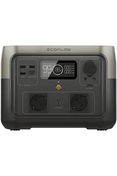 EcoFlow River 2 Max, 512Wh, 500W, USB A, USB C, Schuko, Negru