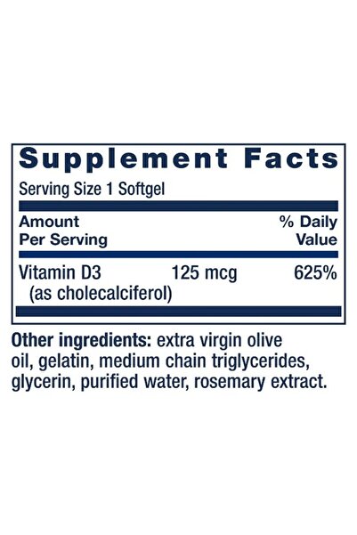 Life Extension Vitamin D3 125 mcg (5000 IU) 60 Softgels