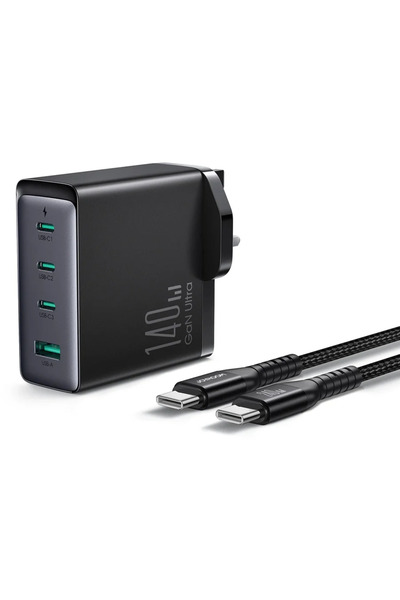 Joyroom JR-TCG05UK GaN charger UK 140W 3x USB-C USB-A,USB-C,USB-C cable 240W ...