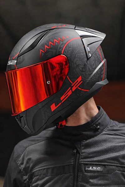LS2 Rapid Takaroa 2 - MAT SİYAH-KIRMIZI-KIRMIZI VİZÖR-SPOİLER
