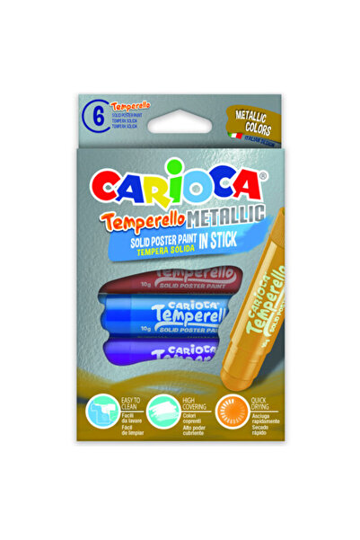 CARIOCA Metallic tempera pencils, washable, 6 colors/box, Temperello Metallic