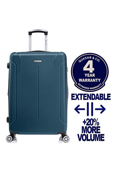 Quasar & Co. Large expandable trolley 76.5x53x32-37cm, checked luggage, zippe...