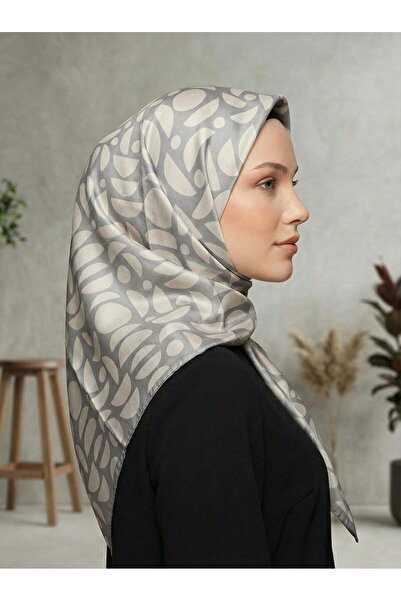 Armine Eșarfă de mătase - 9174D-35 - Tivil - Gri-Crem