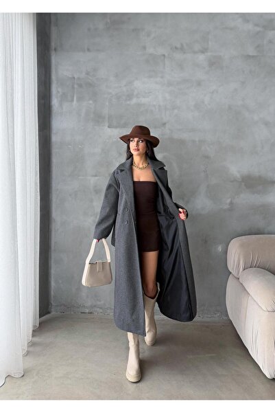 Arfami Double-Breasted Collared, Belted, Buttoned, Lined Cashmere Coat