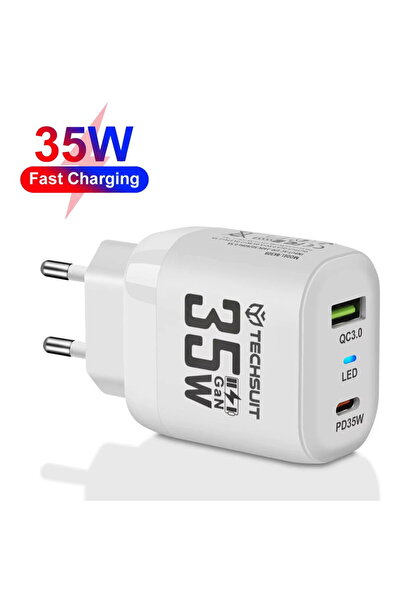 Techsuit CHPD174 GaN Încărcare Rapidă USB QC3.0 + Type-C PD35W 35W Alb