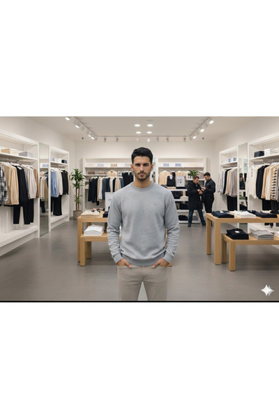 ATKGİYİM سويت شيرت رجالي من قماش سيلانيك مقاوم للبقع برقبة دائرية (أعلى أداء ...