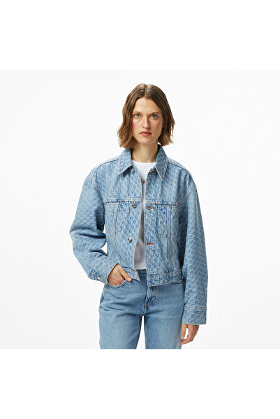 Calvin Klein Cinched Trucker Printed Kadın Mavi Mont