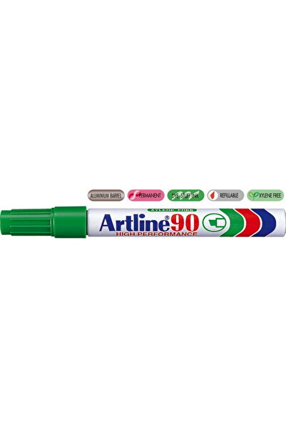 artline Permanent marker 90, corp metalic, varf tesit 2.0-5.0mm - verde