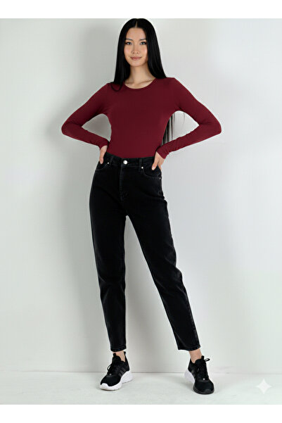 sion jeans Women's Black Mom Flared Leg Jeans Casual Pants Jeans