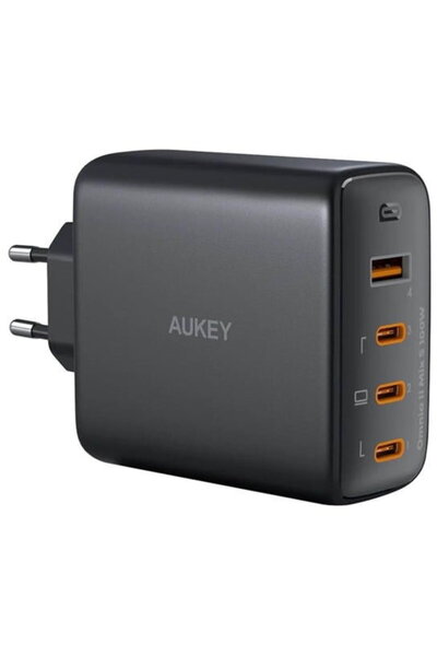AUKEY PA-B7S BK, 100W, încărcare rapidă, 3 x USB-C, 1 x USB-A, Negru