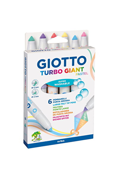 Giotto Super washable pen, 7.5mm tip, 6 pastel colors/box, Turbo Giant Pastel